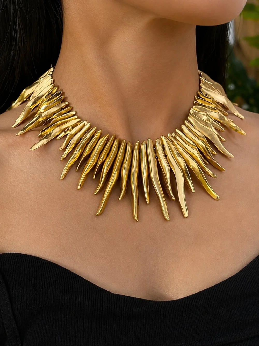 Gold Spike Statement Necklace - Women Jewelry